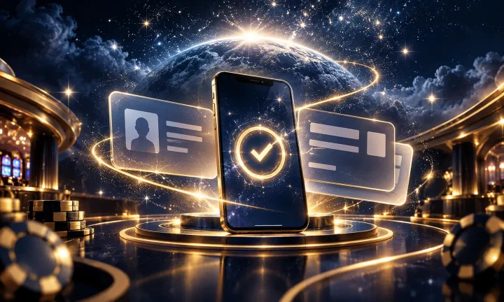 Illustration of identity documents beside a secure account screen